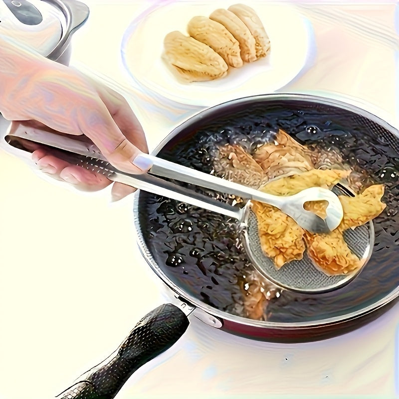 Pinzas para freír, cucharas escurridoras de alimentos, espátulas de acero inoxidable para fritir, pinzas con red filtrante de cocina, herramientas resistentes al calor para saltear