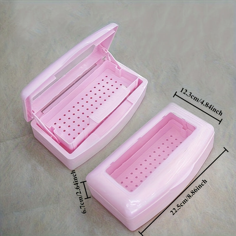 Bandolera de esterilización de uñas de 4 compartimentos - Material PP, no necesita electricidad, caja de desinfección portátil para arte de uñas y manicura con agujeros de ventilación, color verde claro, púrpura, rosa, durazno, suministros de arte de uña