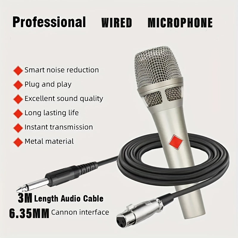 Microfono Dinámico Portátil Legendario XGeS - Voz Cardióide, Cable XLR de 6.35mm Incluido para Escenario, DJ, Karaoke, Grabación y Transmisión en Vivo, Con Cable, Micrófono Vocal, 3m
