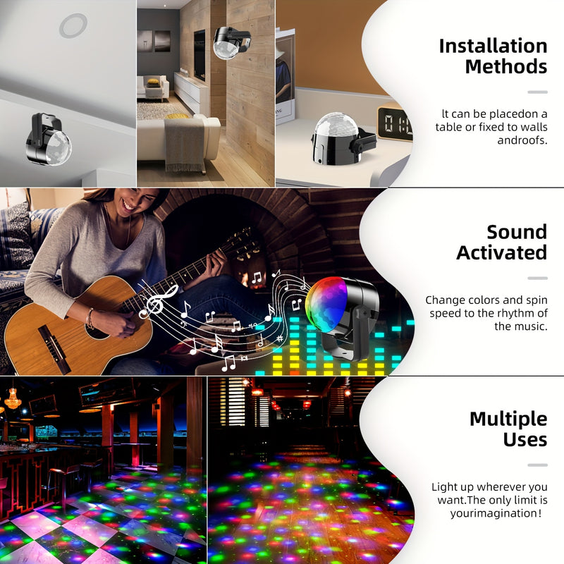 MSLITELY Disco Ball Light con 7 colores, cable de alimentación USB de 1,5 m - Lámpara de fiesta RGB LED con control remoto, sincronización de música, perfecta para DJs y actuaciones en el escenario, iluminación de escenario | Disco Ball Light | Lámpara a