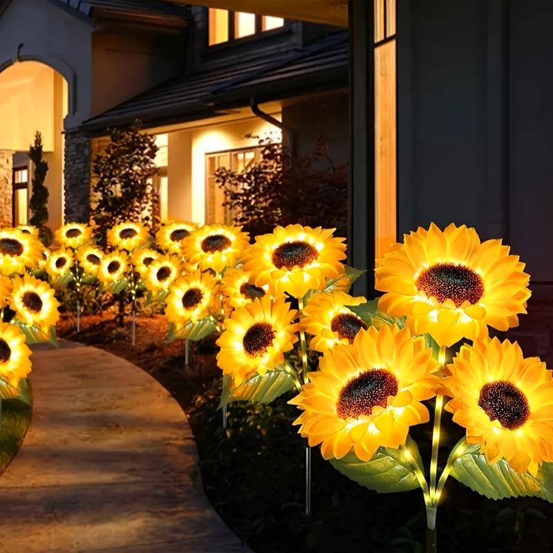 Luces solares de jardín con forma de girasol y luces LED para paisajes en patios, jardines y céspedes