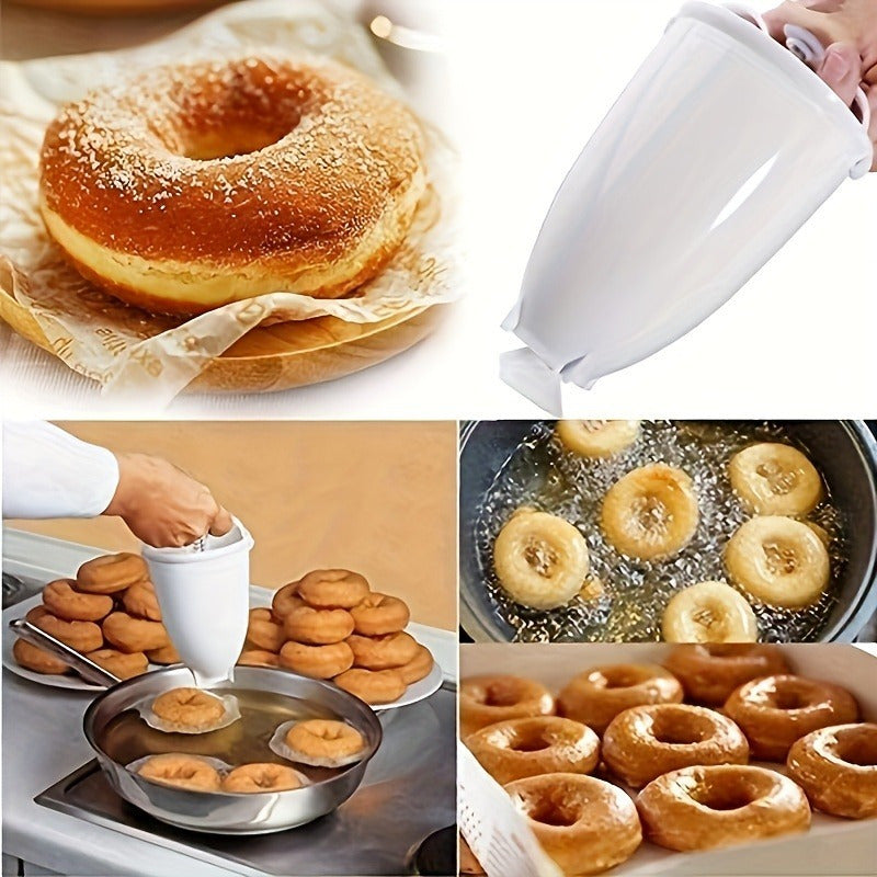 Fabricante de donas no eléctrico fácil de usar - Herramienta manual de plástico duradero para hornear en casa y en restaurantes, anillos uniformes, no se necesita electricidad, capacidad de hornear en gran cantidad, material fácil de limpiar, equipo de d