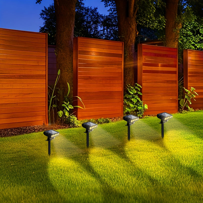 4 luces solares para árboles, luces de sendero con sensor de movimiento LED, 3 modos de iluminación exterior para jardines, patios, balcones, césped y luces de acera - Opción cálida/blanca