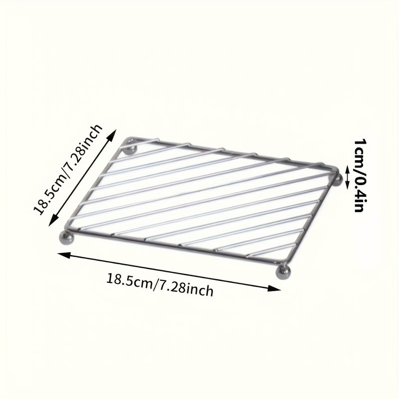 Juego de Soporte para Ollas y Posavasos Multifuncional de Acero Inoxidable - Diseño Antideslizante y Fácil de Limpiar con 4 Bolas Redondas, Ideal para Cocina y Comedor