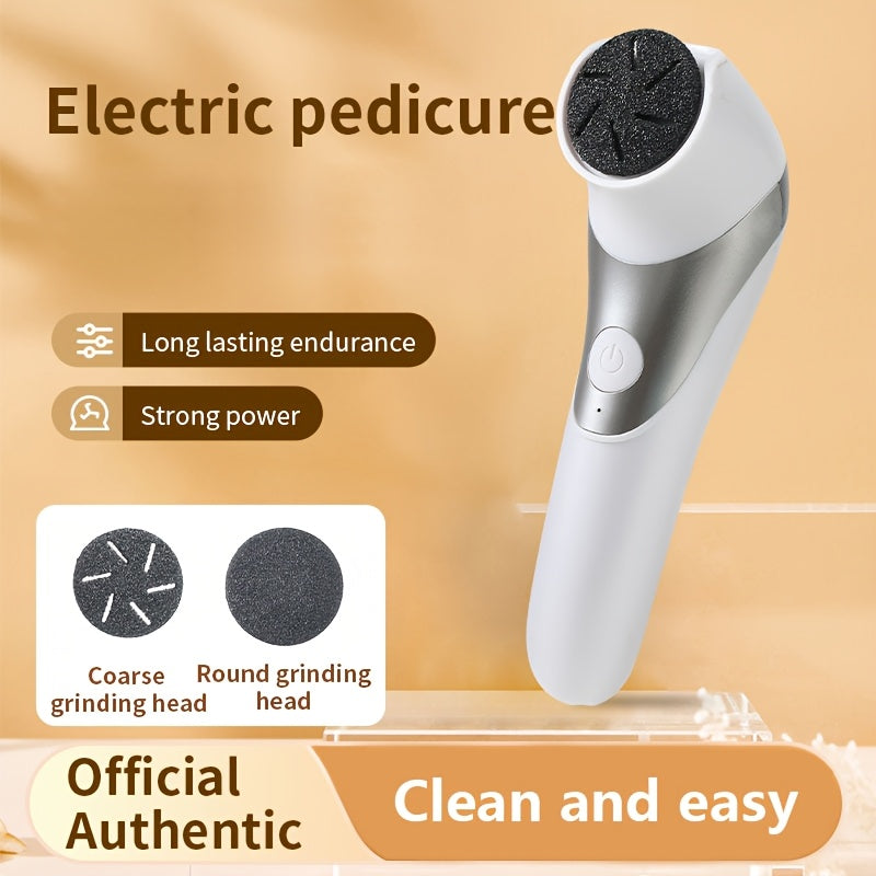 Amoladora de Pies Eléctrica Recargable USB - Doble Cabezal, Ideal para Pulir Uñas Artificiales y Secas en Color Beige Claro. Fácil de Usar con Cabezales Reemplazables