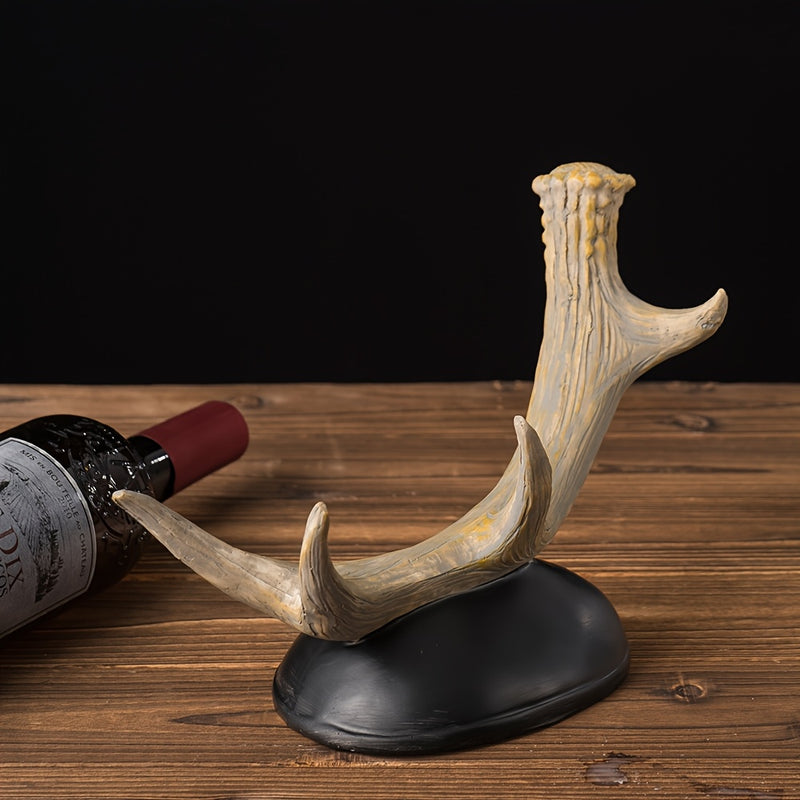 Elegante soporte de bebidas estilo europeo con asta - Resina, base negra, ideal para decoración de bar en casa o entrada, perfecto para exhibir botellas, decoración