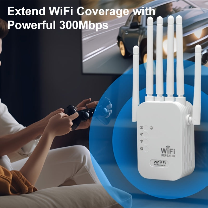 Amplificador de señal WiFi regulado por EE. UU., extensor de WiFi con 6 antenas de 360°, compatible con WIFI6, puerto Ethernet, cobertura de hasta 11000 pies cuadrados, adecuado para más de 35 dispositivos.