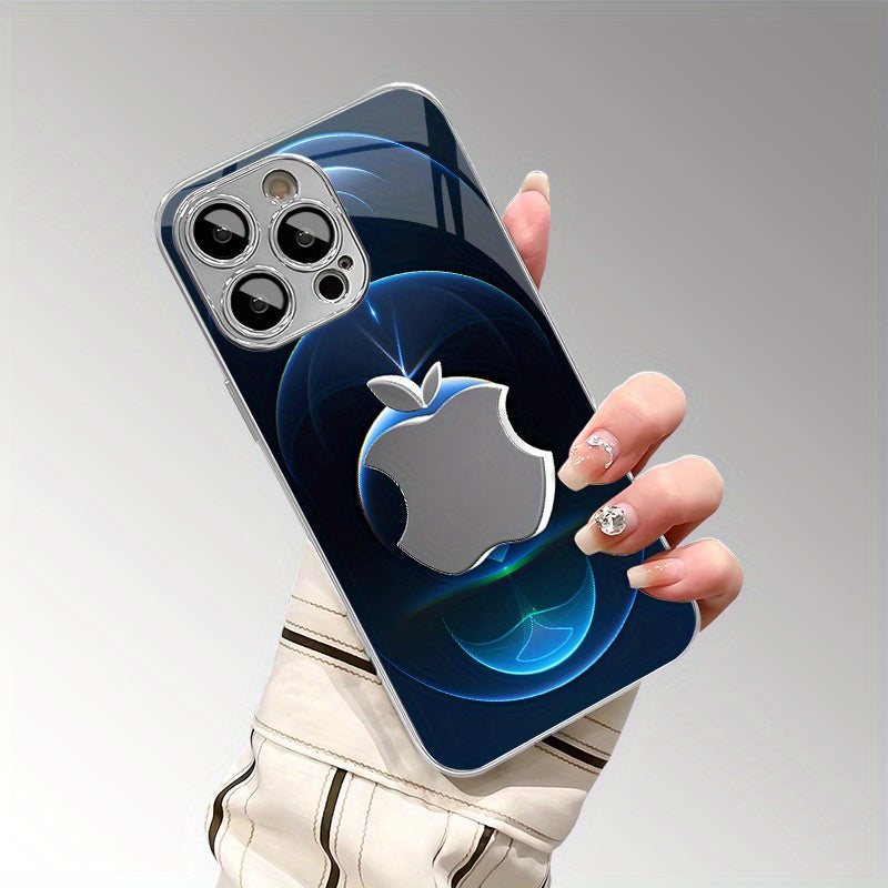 Funda para iPhone 16/16 Pro/16 Pro Max/16 Plus/16e, 15/15 Plus/15 Pro/15 Pro Max, 14/14 Plus/14 Pro/14 Pro Max, 13/13 Pro/13 Pro Max, 12/12 Pro/12 Pro Max, 11/11 Pro/11 Pro Max, 7/8 Plus, XR/XS/XS Max, con diseño de manzana en degradado azul inspirado en