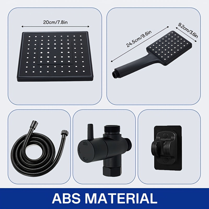 Un conjunto de material ABS, cubierta de cabezal de ducha de alto flujo, cabezal de ducha de mano dos en uno, manguera extendida, cabezal de ducha distribuidor de agua de tres vías, cabezal de ducha, accesorios de ducha