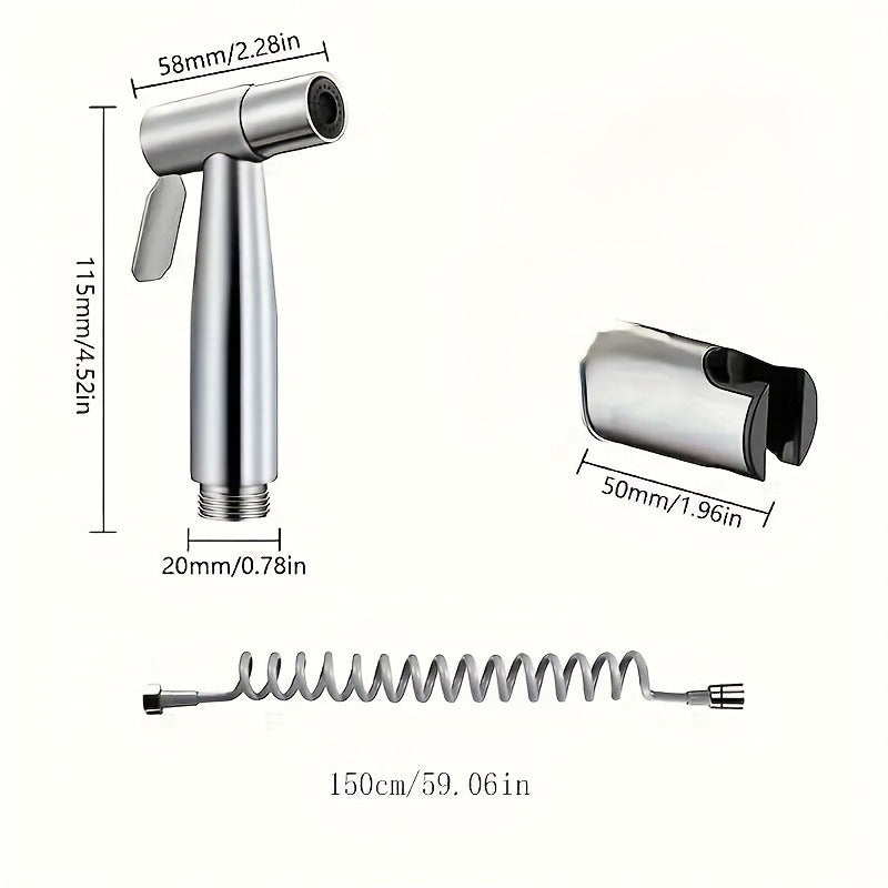 Set de ducha de mano de acero inoxidable de lujo de 3 piezas con rociador de bidé y accesorio de bañera - Montado en la pared, control de desviador, diseño moderno para una mayor comodidad en la limpieza del baño.