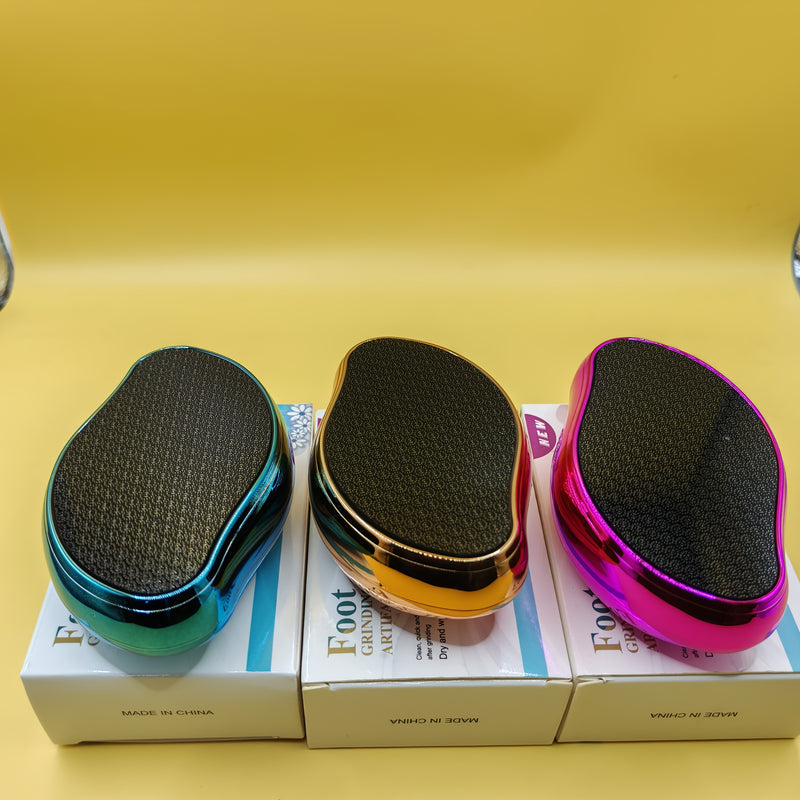 Eliminador de Piel Dura - Lima para Pies No Eléctrica, Exfoliante Nano Vidrio Beige Claro y Eliminador, Cuidado de Pies Suave sin Pilas (Rojo/Azul/Amarillo) - Ideal para Hogar, Salón o Viaje - Herramienta Ergonómica Manual, Dispositivo de Pedicura Portát