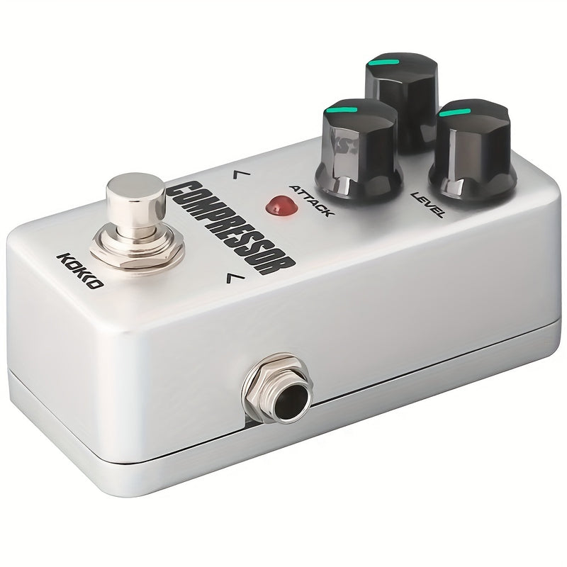 Pedal de compresor de guitarra KOKKO - Procesador de efectos analógicos alimentado por USB con controles de sostenimiento, nivel, ataque y luz LED roja, diseño compacto para estudios y actuaciones en vivo, pedal de efectos de guitarra, grabación de estud