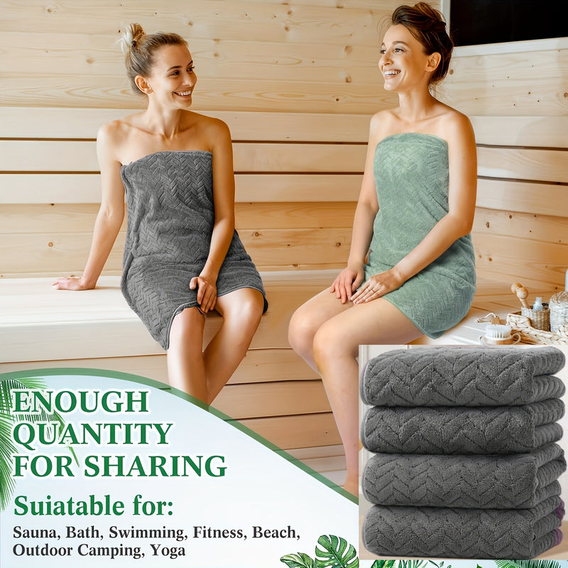 Juego de 4 toallas de baño de felpa coral 70x140 cm (27.5x55.1 pulgadas) en forma de gavilla de trigo, suaves, absorbentes, de secado rápido, sin desvanecimiento ni pelusa, ideales para uso diario en el hogar y en la ducha, perfectas para regalar en ocas