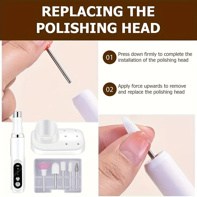 Limpiador de Uñas Eléctrico, Taladro de Uñas Inalámbrico Profesional con 6 Velocidades para Acrílico y Gel, Set Portátil con Base Recargable, Pulidora Electrónica para Salón o Hogar
