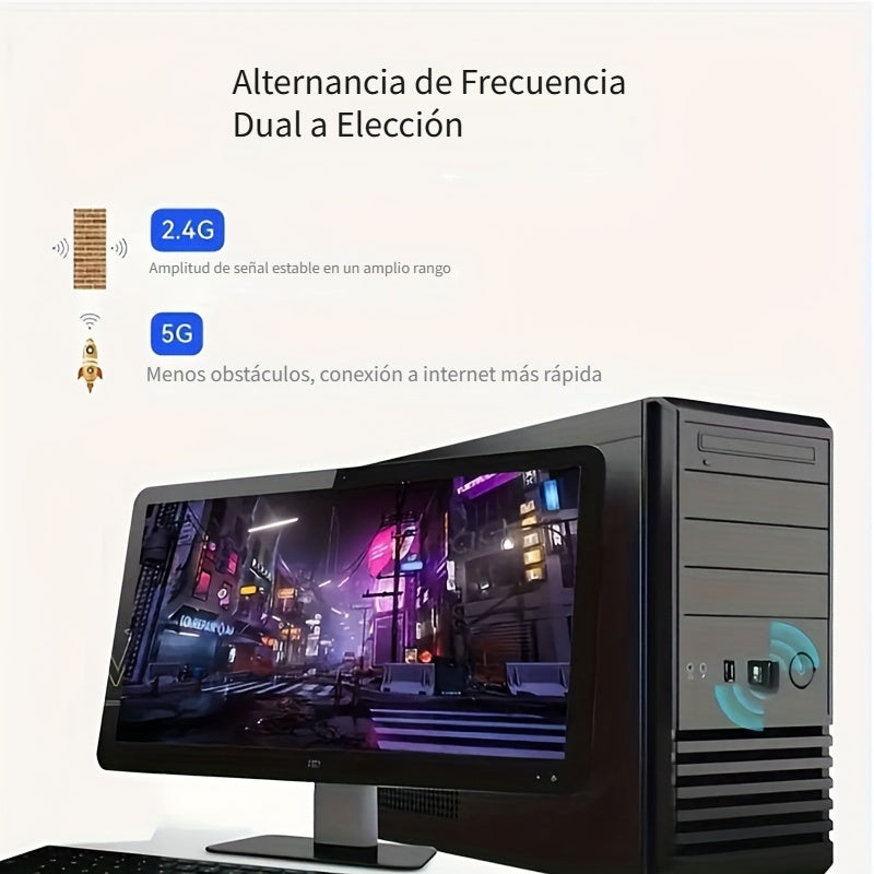 Trollicket 600 Mbps Adaptador de WiFi de doble banda USB - Antena 2,4G y 5GHz, dongle de red de alta velocidad para PC/laptops, compatible con Windows 10/11, alimentado por USB, sin batería, accesorio de red | Diseño elegante | Adaptador alimentado por U