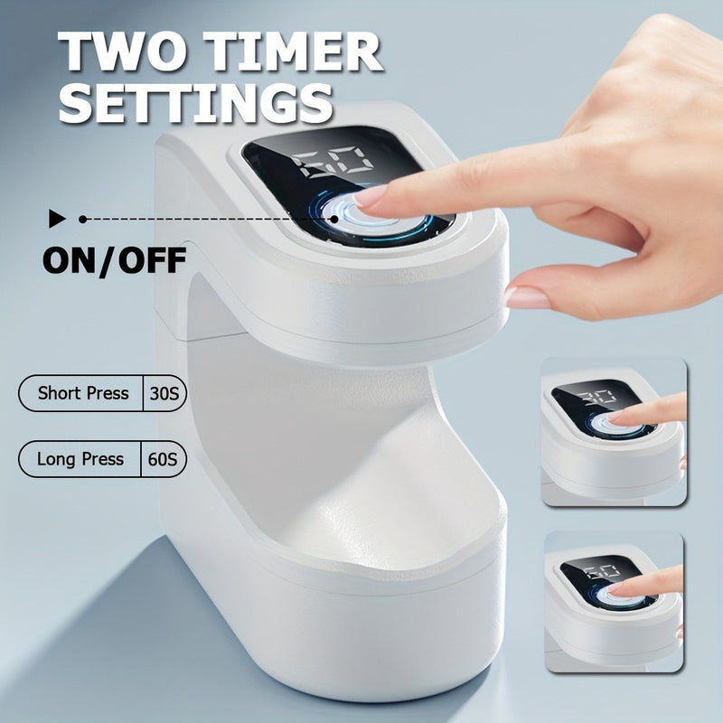 Lámpara de uñas portátil mini con pantalla de visualización digital y carga USB - Lámpara de endurecimiento de esmalte de gel de plástico para uso en casa y salón, batería recargable, blanco/negro, lámpara de uñas para endurecimiento, diseño amigable par