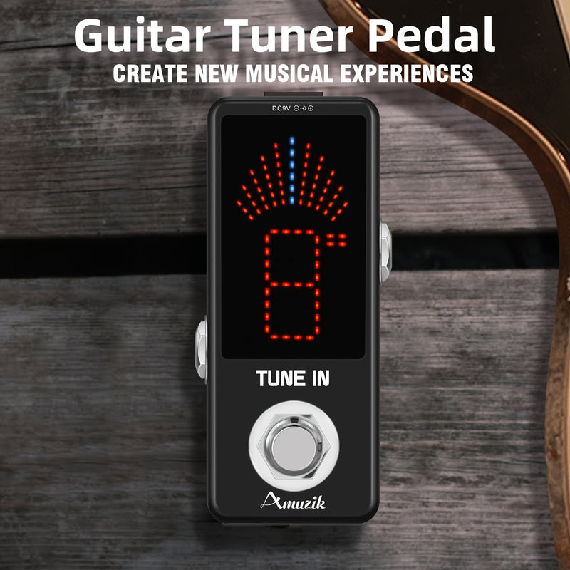 Pedal Afinador de Guitarra, Afinador Cromático para Guitarras Eléctricas y Bajos con Indicador de Tono Preciso ±1 Centido y True Bypass