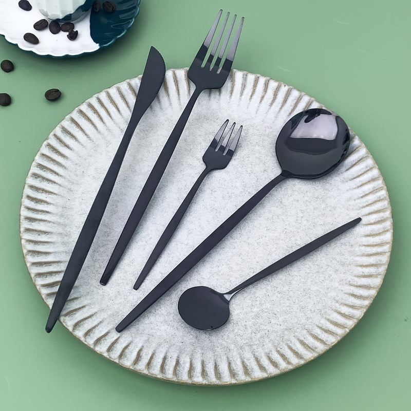 Juego de cubiertos de acero inoxidable, 30 piezas - Tenedores, cucharas y cucharitas para postres, ideal para hogar y restaurante