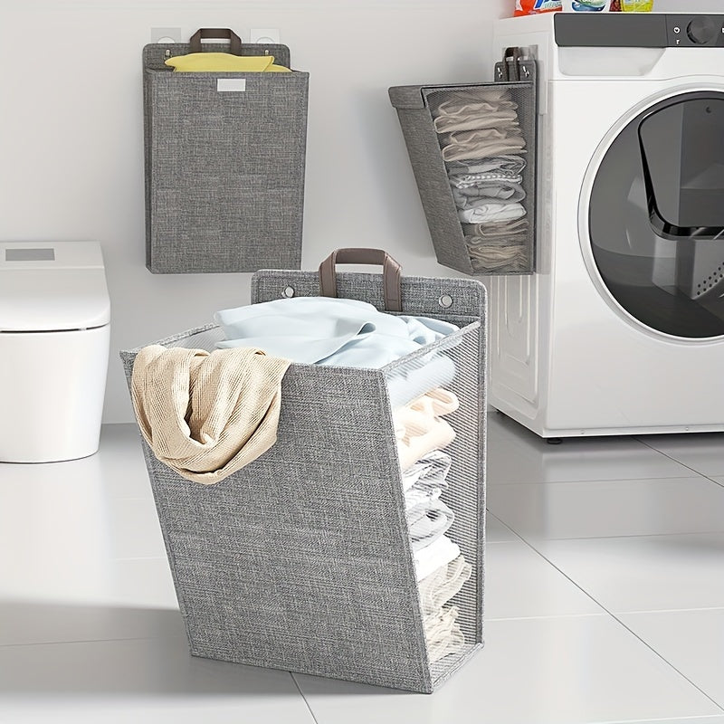 Canasta plegable para ropa sucia, 1 unidad, organizador de ropa para colgar en pared, ideal para baño, dormitorio, sala de estar, organización del hogar