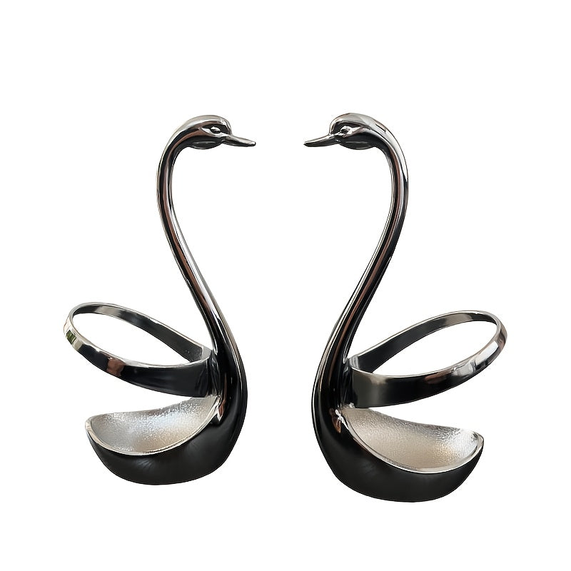 2 piezas de soportes verticales de base de cisne de acero inoxidable, utilizados para almacenamiento y exhibición de vajilla en el hogar y restaurantes, organizador de cubiertos | Vajilla elegante | Soporte duradero