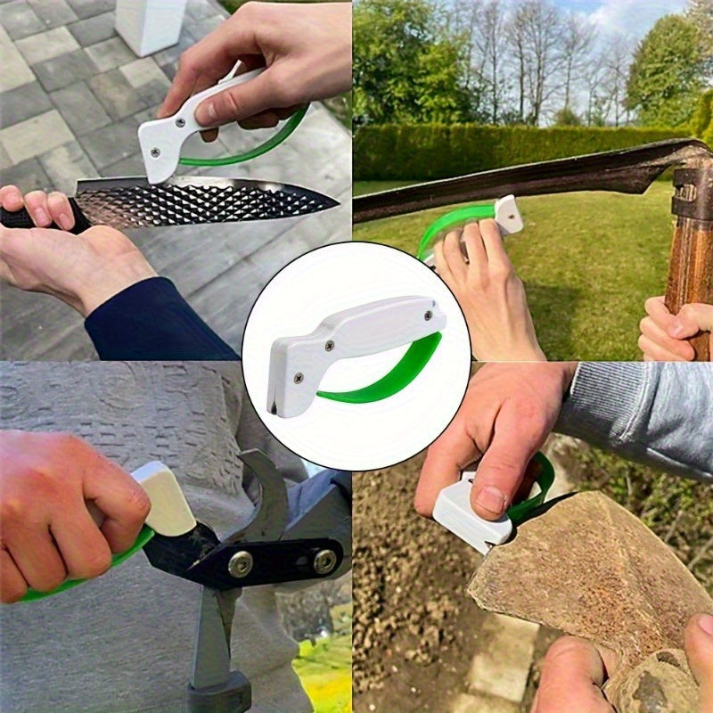 1/5 piezas, cuchilla de herramienta multifuncional, equipada con piedra de afilado de acero de tungsteno y base antideslizante de PVC - afilador de cuchillos portátil manual, adecuado para cuchillos, hachas, pequeños cuchillos de bolsillo, herramientas d