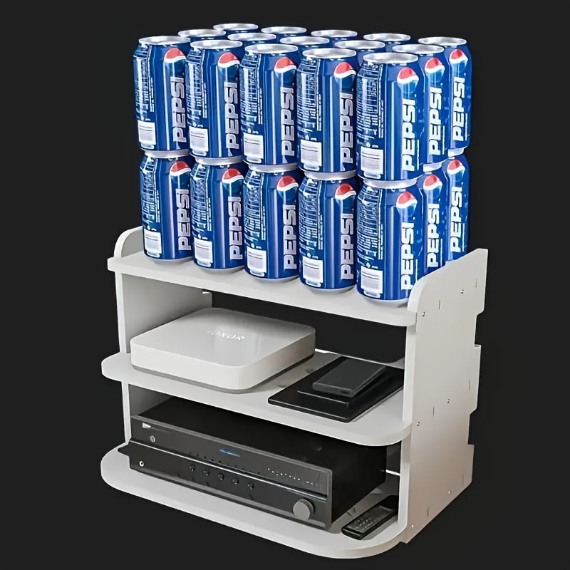 1 pieza de almacenamiento de pared que ahorra espacio, hecho de material PP, diseñado para routers y cajas de TV, no se requiere taladro, una solución de almacenamiento efectiva.