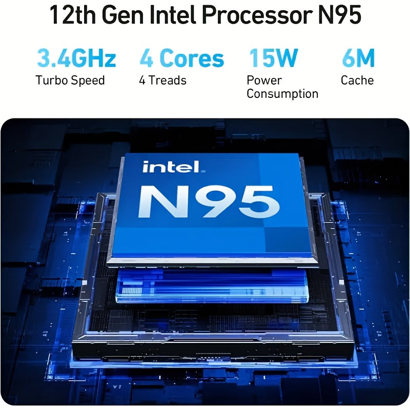 Portátil 16GB RAM DDR4 y SSD SATA-PCIE de 1TB, Intel N95 hasta 2.4 GHz, Pantalla IPS FHD de 15.6", Teclado con Retroiluminación
