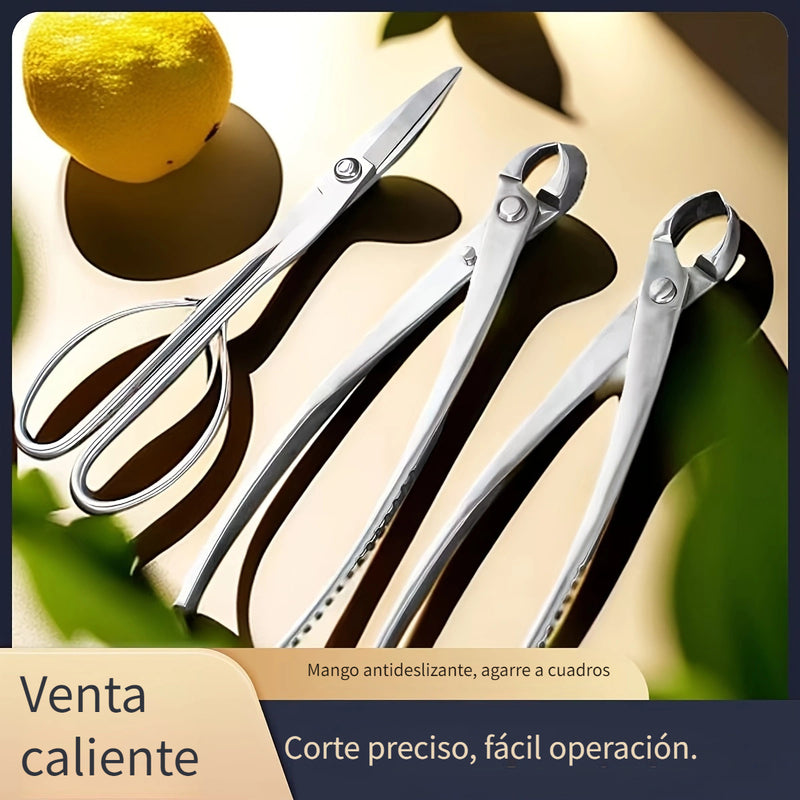 Tenazas de Acero Inoxidable 420 para Podar Bonsáis, Tijeras de Jardinería con Corte Diagonal y Mango Ergonómico para Cortes Precisos en Raíces y Ramas