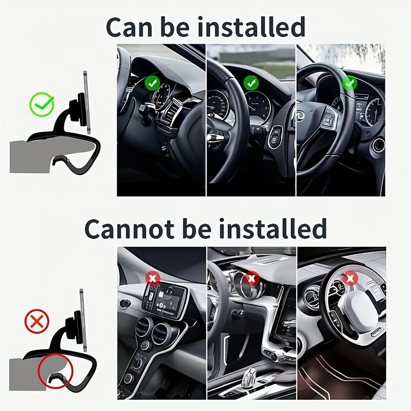 Soporte Universal para Teléfono de Coche dolwao 1pc con Clip de Montaje en el Tablero de Instrumentos, Fácil Instalación, Soporte Antideslizante para iPhone, Xiaomi, Oppo, VIVO, Samsung, OnePlus - Material ABS Duradero, No Requiere Batería