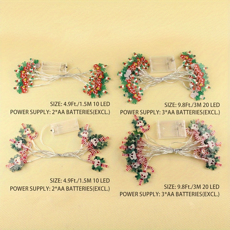 1pc Luces de Cadena de Acrílico Nuevas de Navidad con Forma de Muleta de Caramelo 1.5m 10LED Luces de Cadena LED Navideñas Brillantes 10 LED Luces de Navidad con Pilas Luminosas Luces de Cadena de Hadas de Muleta de Caramelo para Decoración de Chimenea d