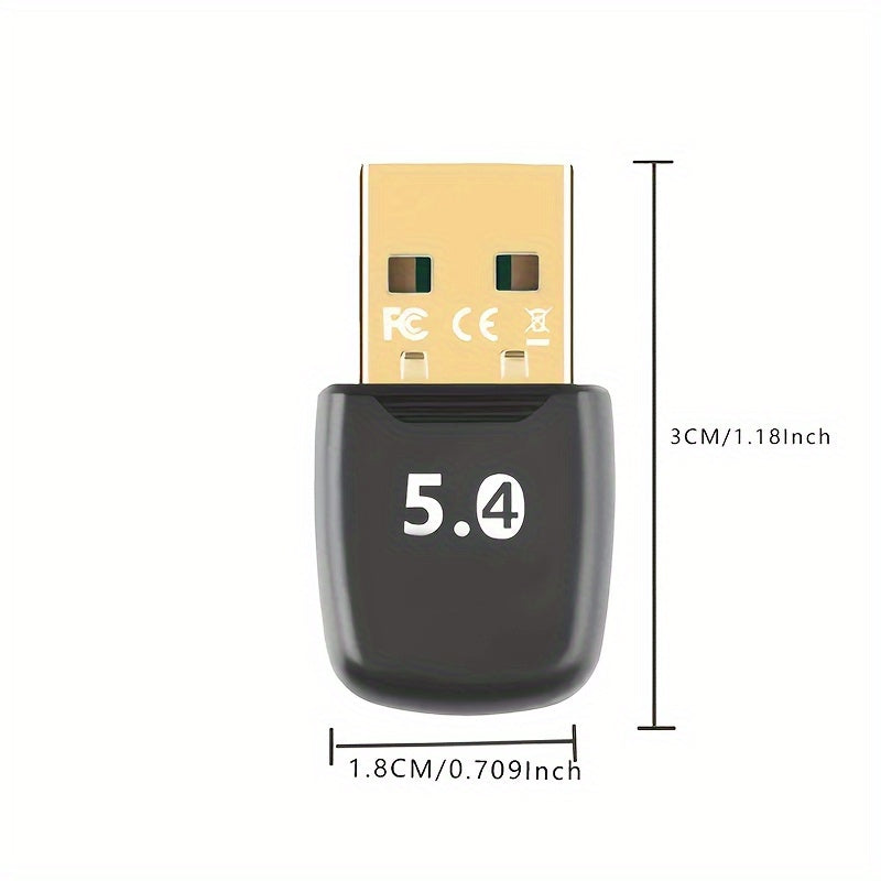 Adaptador USB inalámbrico 5,4 GHz - Sin necesidad de arrancar, plug-and-play, soporte EDR+BLE, baja latencia, sonido de alta calidad, alimentación USB, no se necesita batería | Ideal para PC, auriculares, teclado, ratón y altavoces, receptor de audio ina