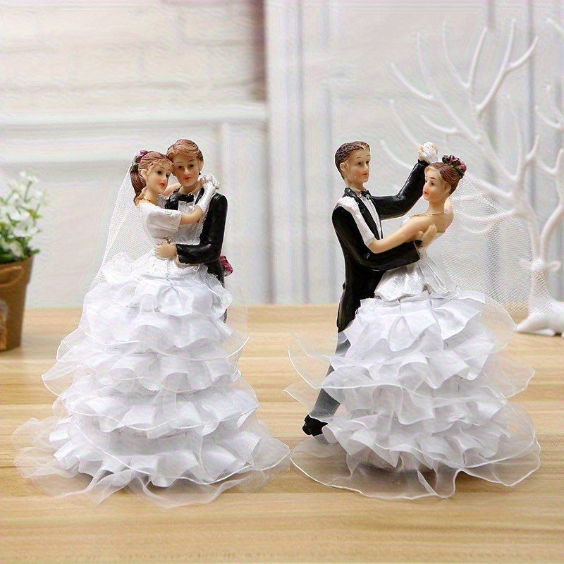 Figuras de novio y novia, artesanía de resina, decoraciones de boda clásicas, adornos de boda románticos, estatuas de miniatura de novio y novia, regalo de pareja, "No contacto con alimentos"