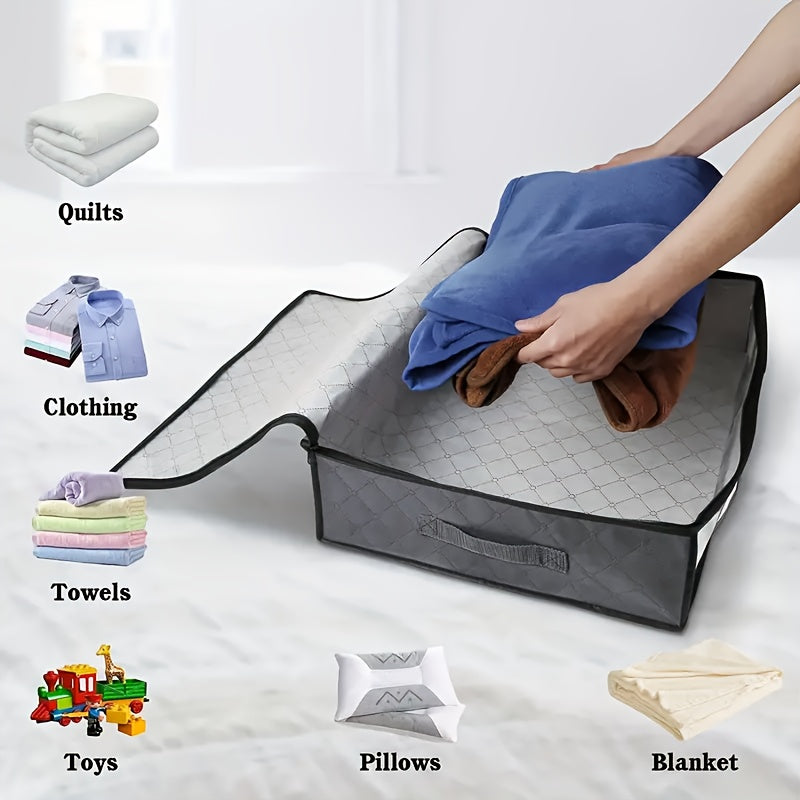 2pcs Bolsas de Almacenamiento Plegables de Gran Capacidad con Ventana Transparente y Asas Duraderas - Cierre de Cremallera Resistente, Organizador de Tela No Impermeable para Ropa, Zapatos, Ropa de Cama y Juguetes - Ideal para la Organización del Hogar,