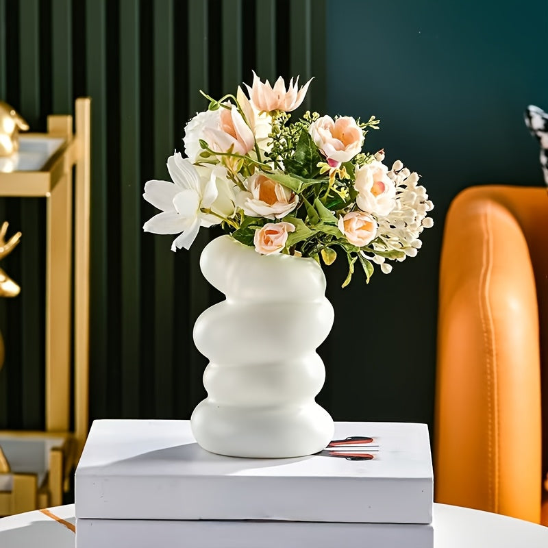 Jarrón blanco elegante en espiral, estilo nórdico, perfecto para decoración del hogar y cocina, ideal para estética de sala y dormitorio, decoración para el hogar