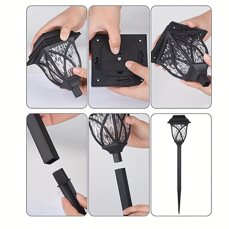 2pcs Luces de Jardín con Energía Solar, Material PP Duradero, Iluminación Exterior Impermeable para Césped con Acabado Metálico Antiguo, Iluminación de Caminos Eficiente en Energía