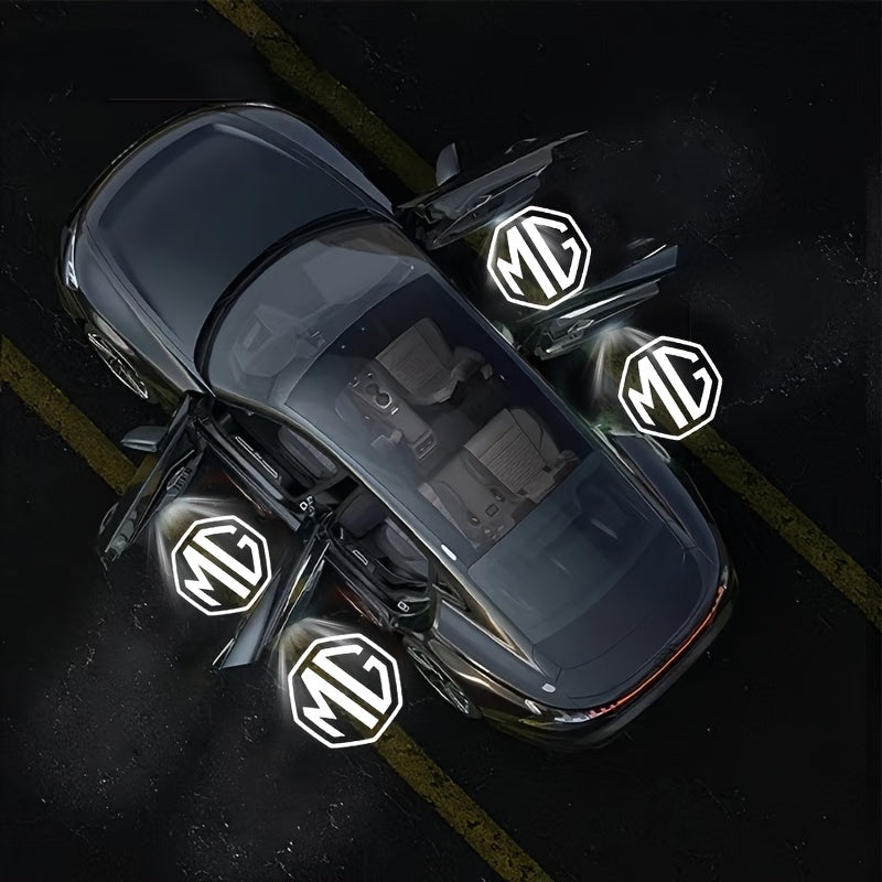 Luces Decorativas para Coche - 4 Piezas con Logo MG, Encendido Automático al Abrir Puerta, Blanco, Universal para Autos, Regalo Perfecto para Hombres y Mujeres, Sin Batería Incluida, Iluminación de Apertura, Diseño Elegante, Carcasa Texturizada, Accesori