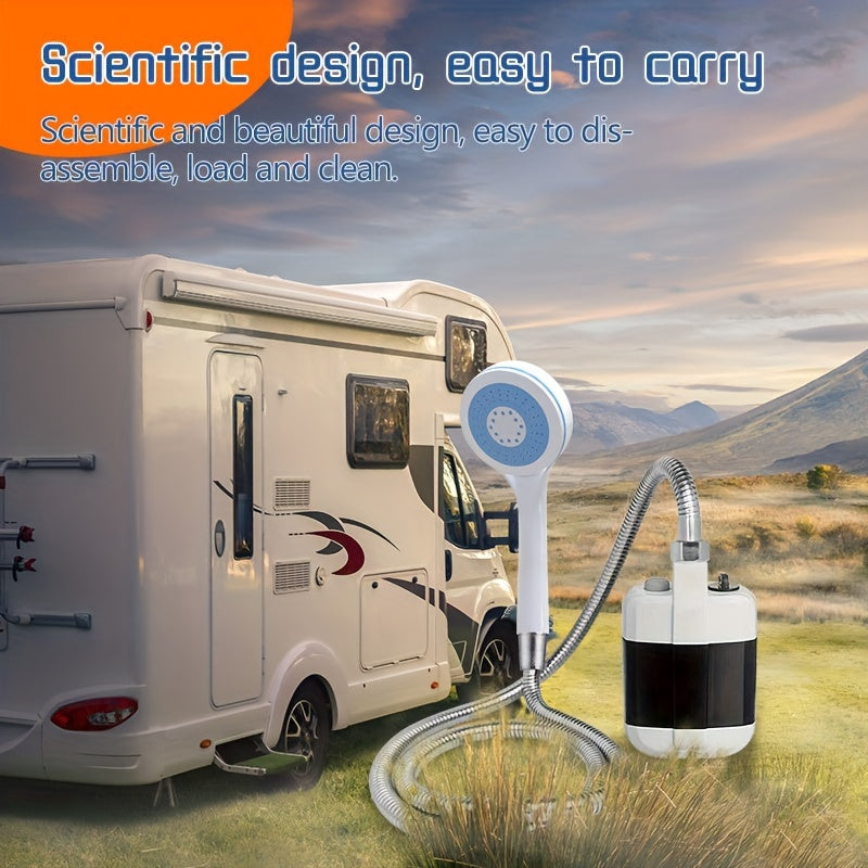 Puerta de Ducha Eléctrica Portátil para Camping con Carga USB, Ideal para Playa, Natación y Senderismo - Incluye Manguera, Kit de Ducha Externa para Viajes en Autocaravana