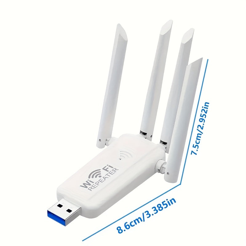 Repetidor de WiFi USB de alta velocidad 300Mbps con 4 antenas - Amplificador de señal inalámbrica para una mayor cobertura de red, alimentado por USB, diseño negro elegante, conexión directa super, mejora tu experiencia de WiFi, extensor de WiFi, repetid