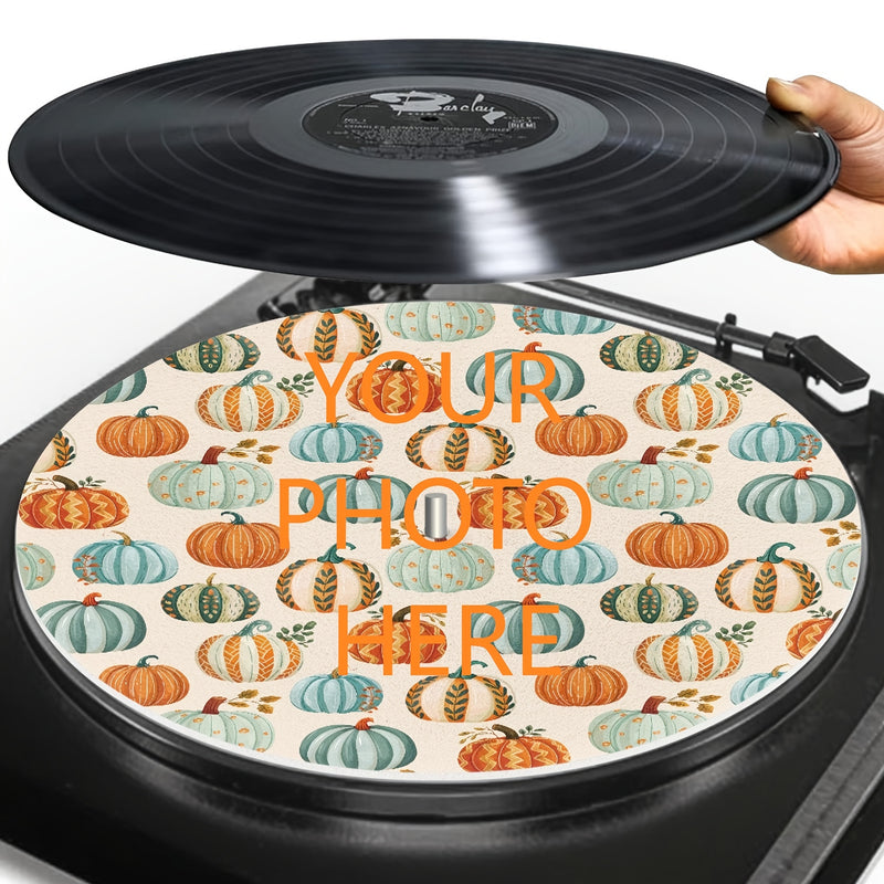 Tapete de música de disco de 12 pulgadas con patrón de calabaza de Acción de Gracias - Vinilo negro, 3 mm de grosor, antiestático, reducción de ruido y polvo, ideal para DJs, karaoke y práctica de música en casa, equipo de músicos