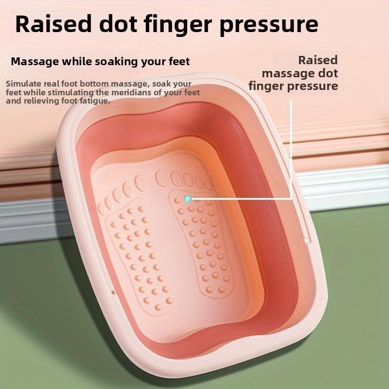 Baño de pies plegable portátil mejorado con bultos de masaje y mango ergonómico - Material PP ligero y duradero, no necesita electricidad para uso en casa, sala de estar, dormitorio, baño - Diseño que ahorra espacio, baño de pies, relajación en la sala d
