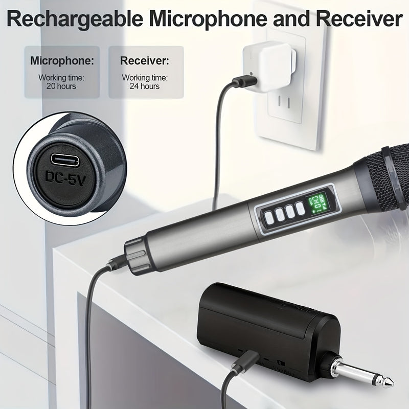 Microfono sin varillas Portátil con Carga USB-C, 4 Efectos de Voz (Control de Volumen, Eco/Reverberación en Tiempo Real), Botón Silencio Integrado - para Karaoke, Actuaciones En Vivo, Podcasts, Reuniones, Hogar/Aire Libre - Compatible con Smartphones, Ta