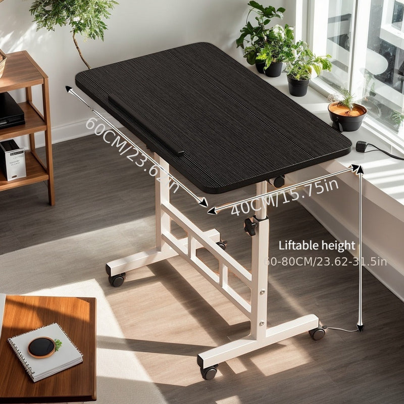 Escritorio ajustable en altura, mesa de comedor, escritorio móvil con ruedas, estructura de hierro resistente y duradera, plegable para ahorrar espacio, ángulo ajustable, multifuncional para lectura, pintura, bordado y más
