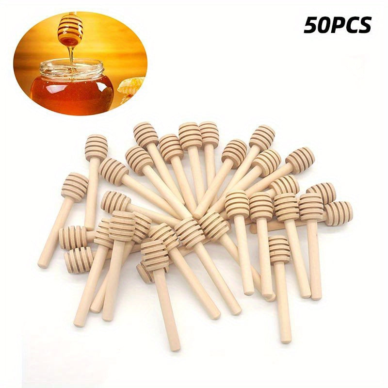 50 Uds. Barra Para Revolver Miel, Mango Mezclador, Cuchara, Tarro, Cuchara, Cucharón De Madera Natural Para Miel, Palo De Madera, Cucharas Para Miel, Utensilios De Cocina