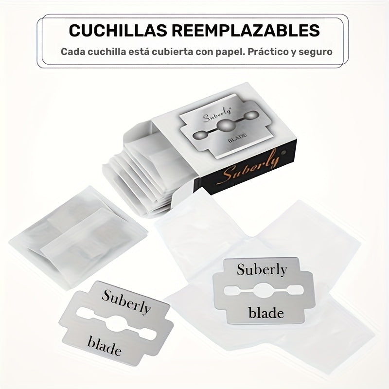50 piezas de Cuchillas DIGRIMMS de Acero Inoxidable para Afeitadora y Lima de Uñas - Reemplazo para Herramientas Manuales, Pedicura y Depilación - Uso Profesional en Salón o Hogar, Spa - Diseño Elegante, Hojas Duraderas para Eliminación de Cutículas y Uñ