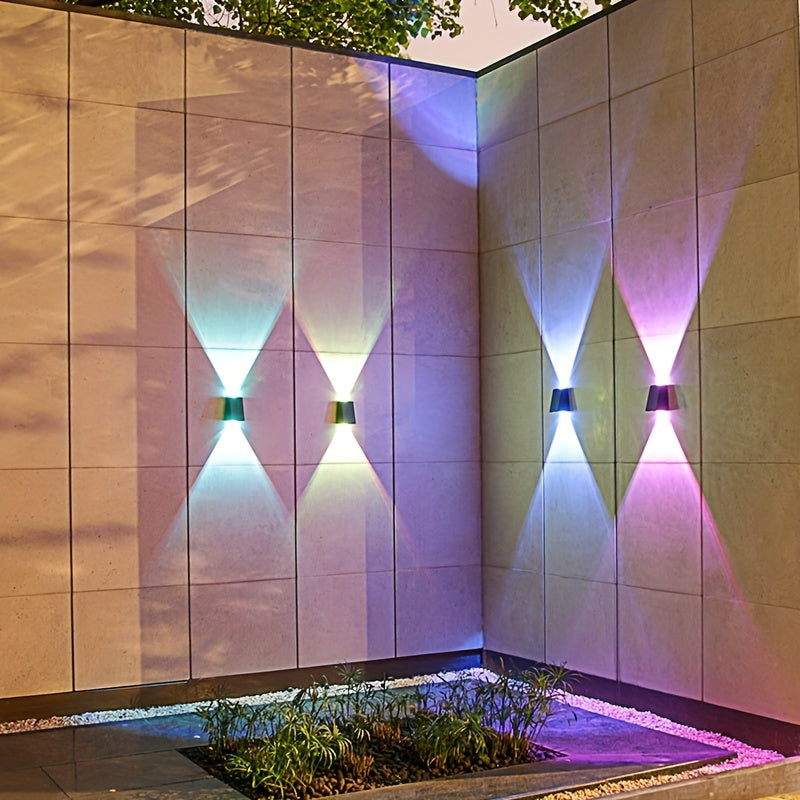 Luz solar LED, lámpara de pared para exteriores, luz de control ascendente y descendente para vallas, jardines, calles, balcones, patios, garajes, decoración de pasillos