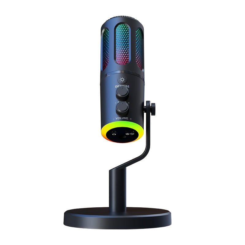 Micrófono de escritorio profesional USB para computadora de escritorio, micrófono de condensador para juegos electrónicos, grabación de conferencias de voz y radio, máquina todo en uno con soporte, adecuado para computadoras de PC, ASMR, grabación, trans