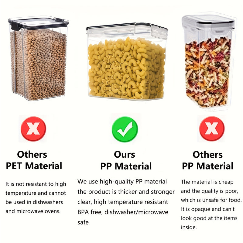 THELiFE 5/20pcs Contenedores Herméticos para Almacenamiento de Alimentos con Tapas, Organización y Almacenamiento en la Despensa de Cocina, Frascos de Plástico Libres de BPA para Cereales, Harina, Azúcar, Alimentos Secos, Incluye Etiquetas & Rotulador