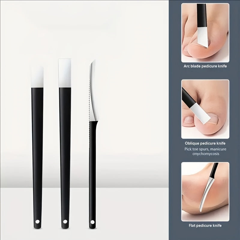 Juego de Cuchillos para Pedicura Negros, Herramientas de Acero Inoxidable para el Cuidado del Pie, Kit de Eliminación de Callosidades