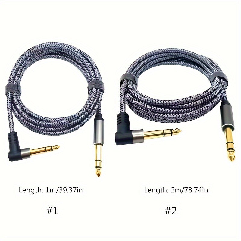 Cáble de audio LUTREE recto a curvo 6.5, triple núcleo con doble blindaje para reducción de ruido, cable para escenarios y mezclas, conexión de guitarra, piano electrónico, grabación macho a macho, bajo de madera