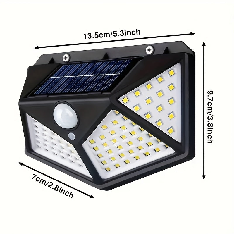2/4/6 Luces de pared solares de 100 LED, luces de seguridad, luces de emergencia con sensores de movimiento, con 3 modos, un rango de iluminación de 270º y sin instalación de cables, adecuadas para patios al aire libre, jardines, cercas, cubiertas, garaj